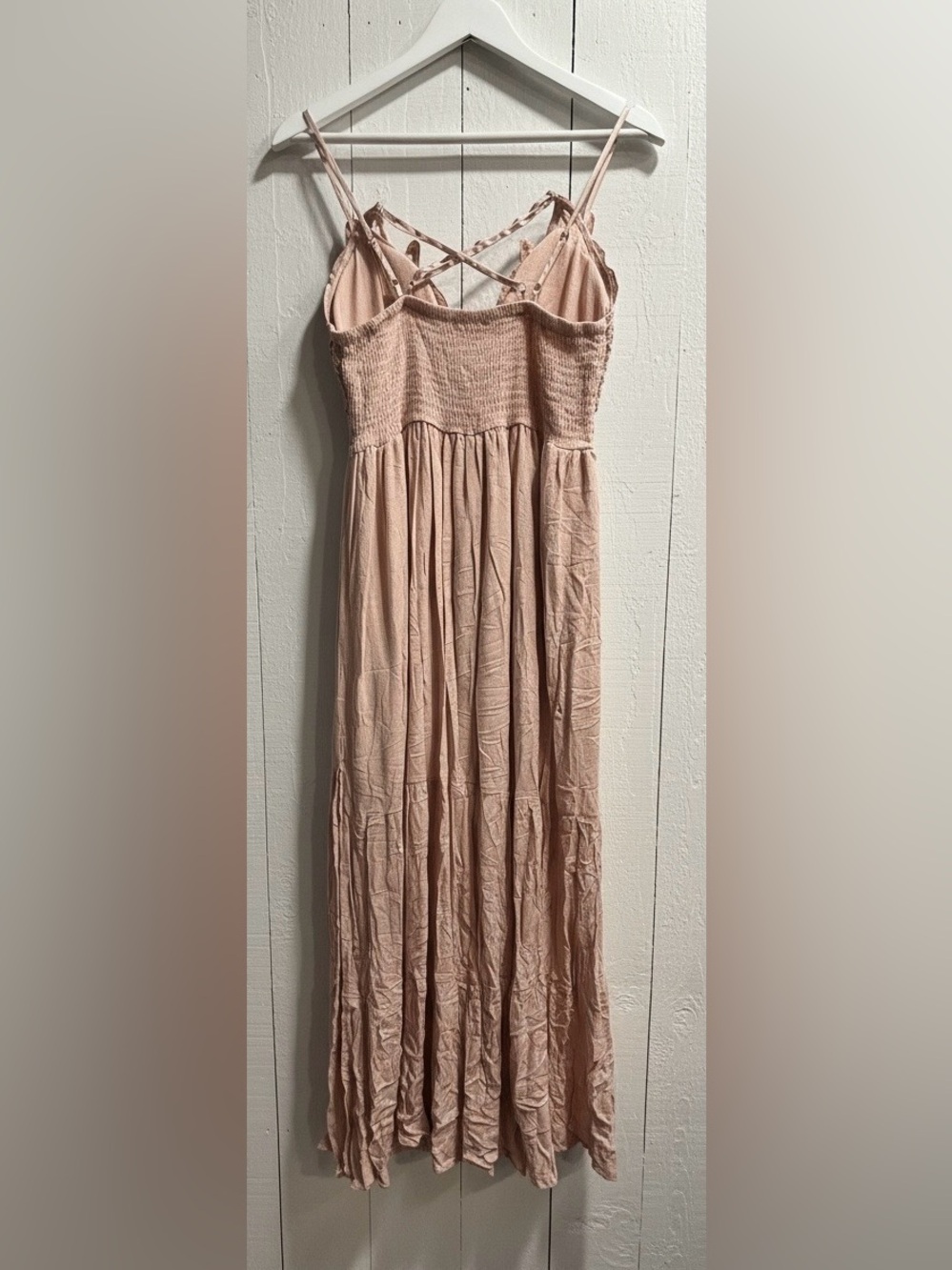 NWT Blue B Medium Peach Beige Crochet Detail Maxi Dress - Picture 3 of 8